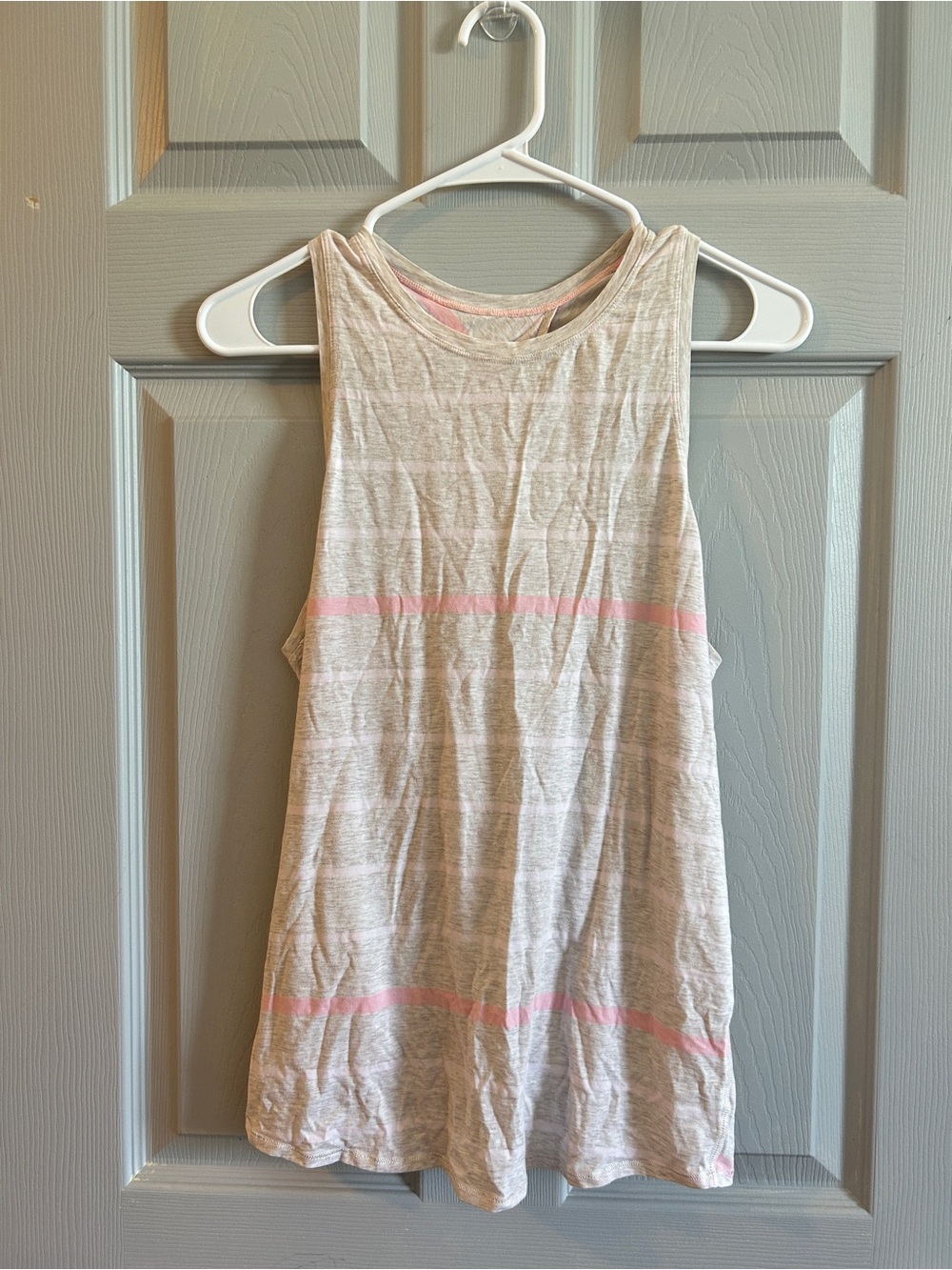Lululemon’s Light Gray Tank Top with Pink Stripes